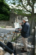 Len working away in Lagrasse, Southern France in 2009